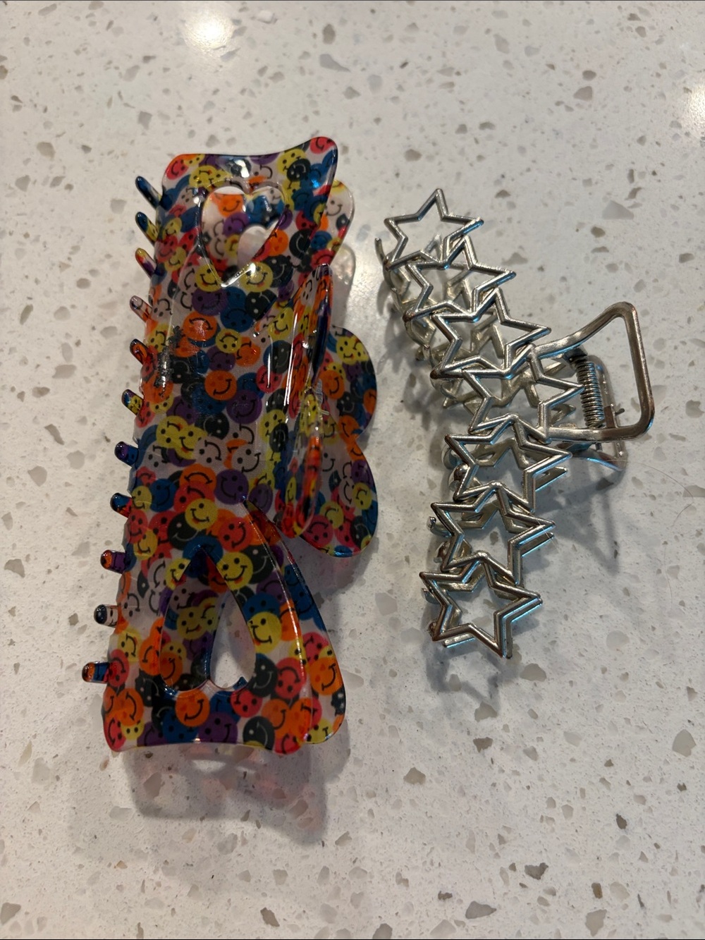 Multicolor Smiley Print Kids Hair Claw Clip - Unbranded